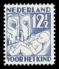 NVPH 235 Kinderzegel 1930 - winter, kerstkribbe