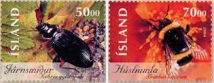 grondkever-en-veldhommel-ijsland-2004-postzegels