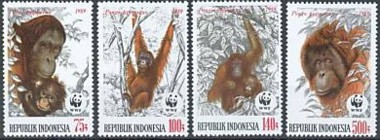 2-postzegels-orang-oetan-indonesie-1989-serie