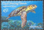 3-postzegel-zeeschildpad-onechte-karetschildpad-australie-cocoseilanden-2002