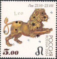 2 postzegel Leeuw Rusland 2004
