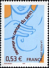 5 postzegel strijd tegen kanker Frankrijk 2005 Screening for Breast Cancer
