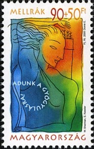 8 postzegel strijd tegen kanker Hongarije 2005 Breast Cancer - Give for recovery