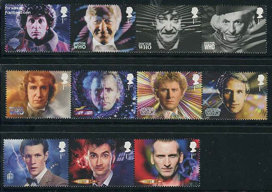 Dr Who postzegels Groot Brittannië