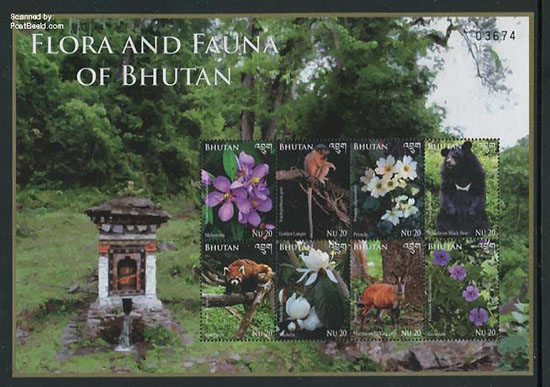 Postzegels Flora en fauna van Bhutan jp31406b