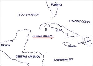 Kaart aardrijkskundig Cayman Islands