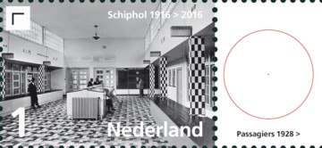 Vel Schiphol - rechts 1e postzegel