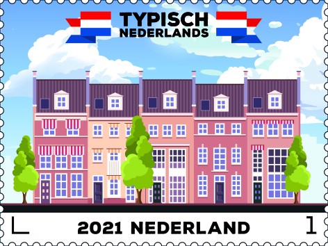 Postzegel Typisch Nederlands - rijtjeshuizen