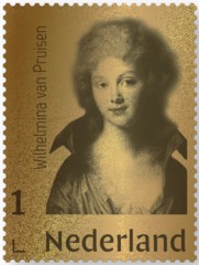gouden postzegel Wilhelmina van Pruisen