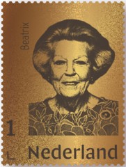 gouden postzegel koningin Beatrix