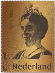 gouden postzegel koningin Wilhelmina