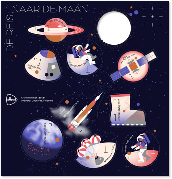 Postzegelvel De reis naar de maan
