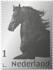 Zilveren postzegel Friese paard